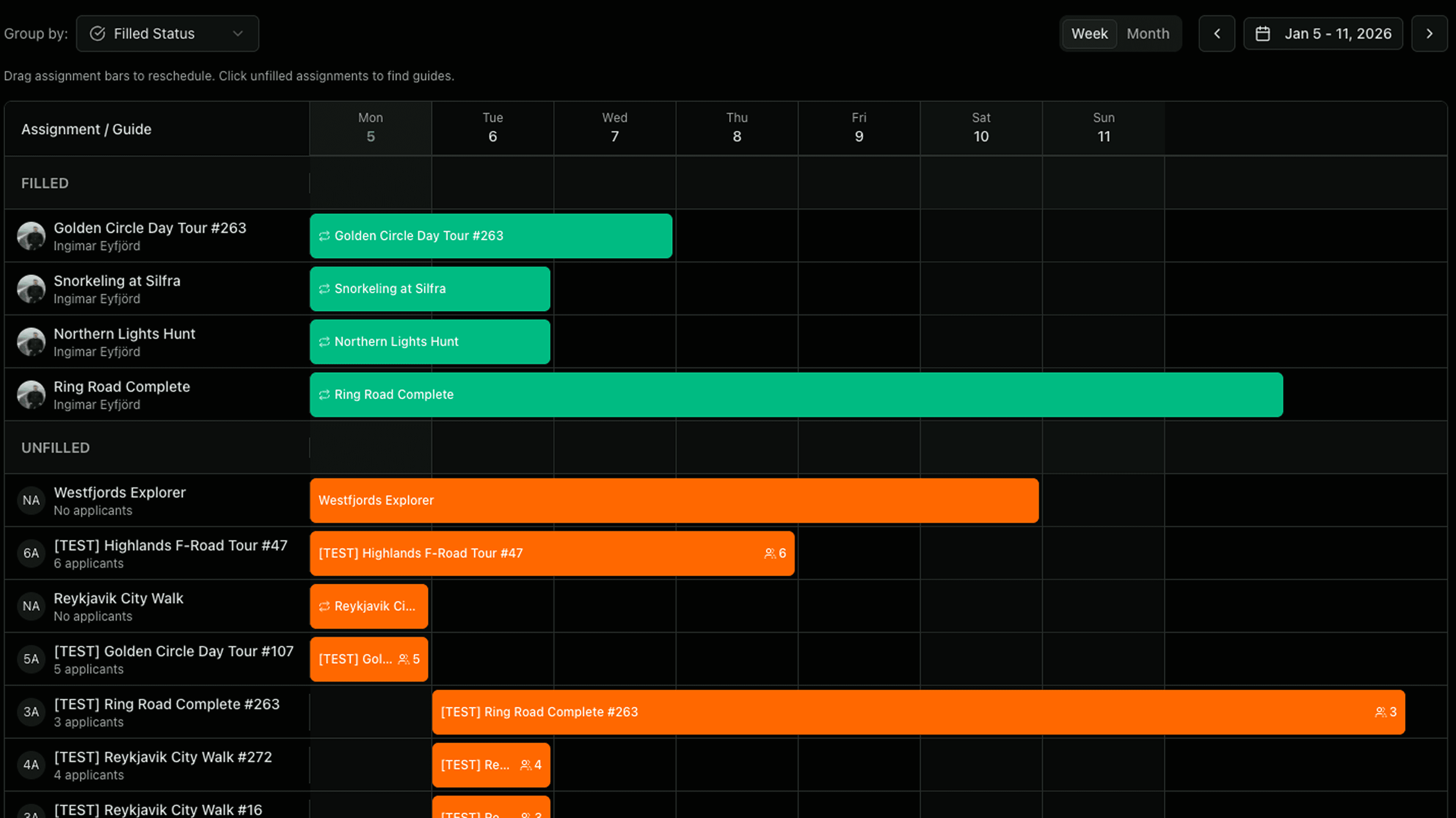 Your season at a glance