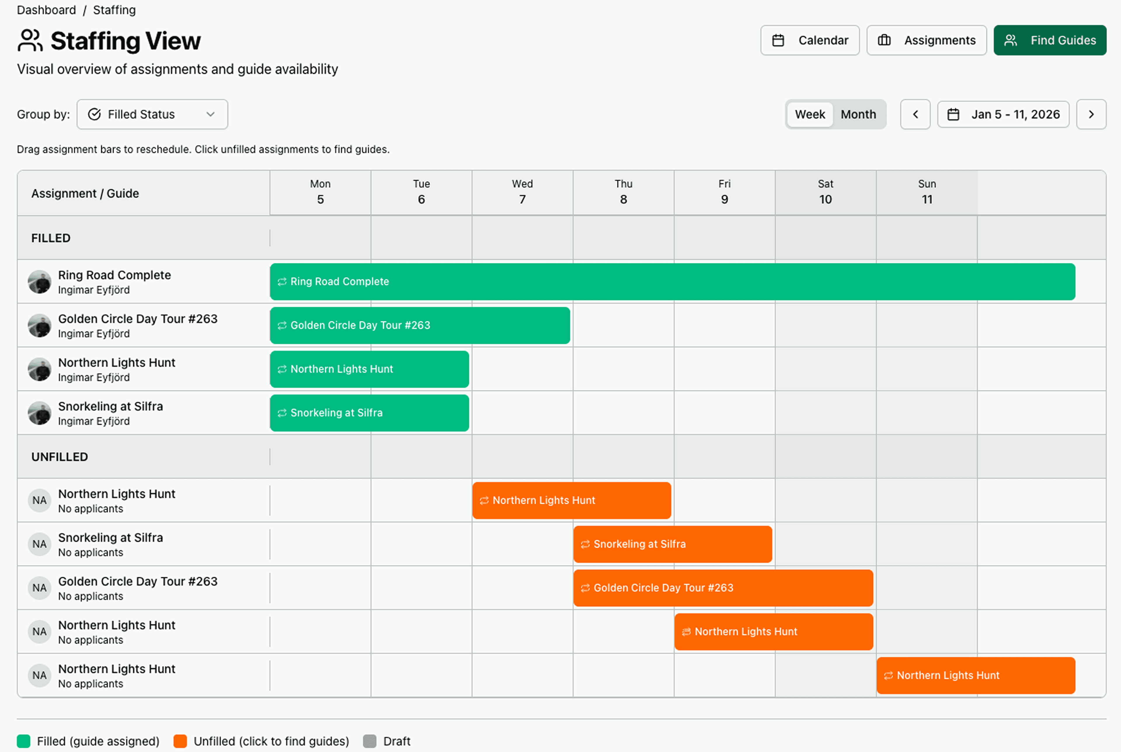 Your season at a glance